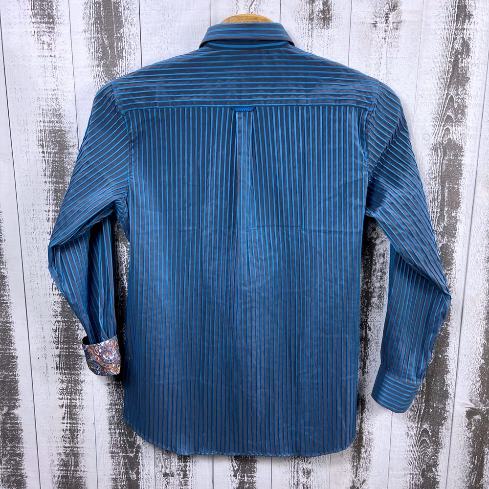 Luchiano Visconti Shirt Men's XXL Button Down Striped Paisley Flip Cuff NWT - Picture 3 of 11